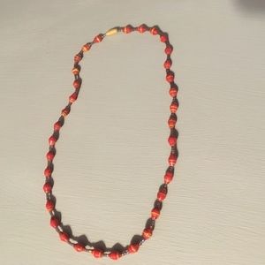 Red Paper Beaded African African Necklace